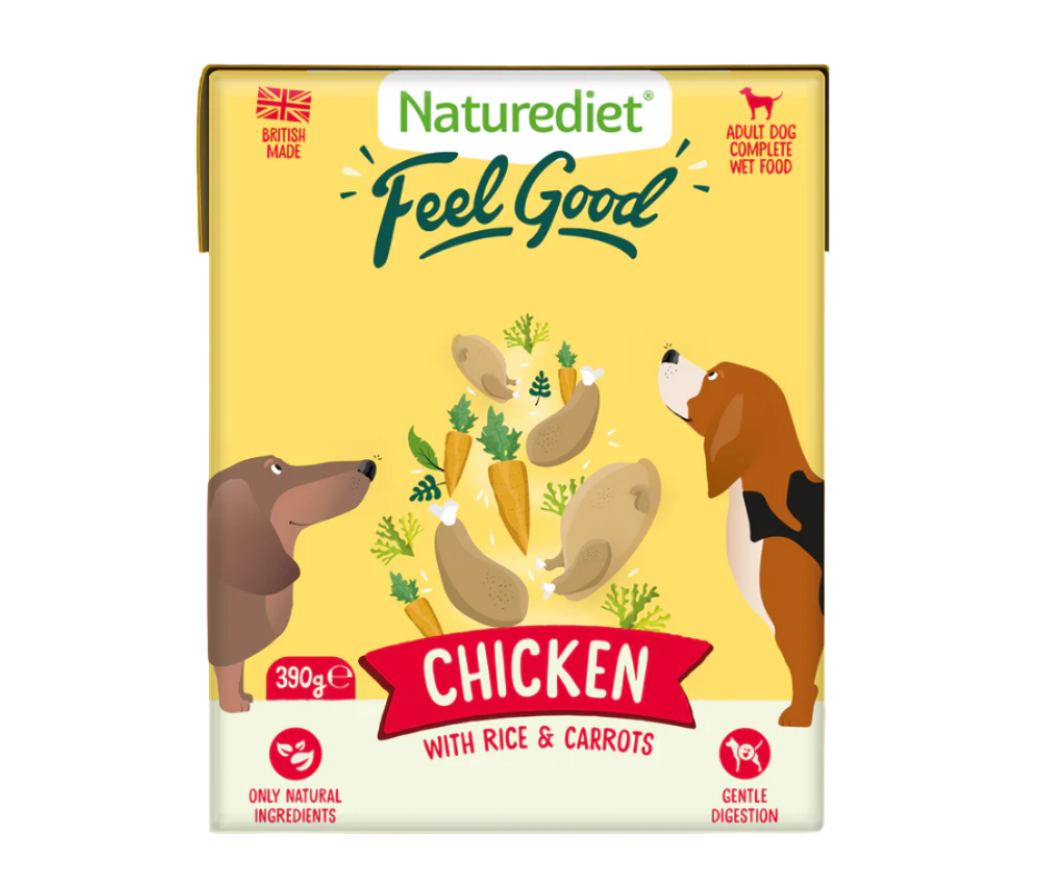18 x 390g Naturediet Feel Good Chicken Dog Food - Damaged Outer Packaging