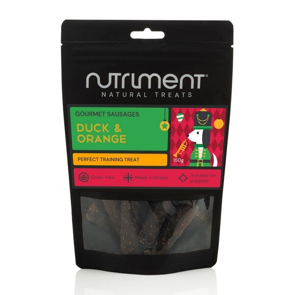 150g Nutriment Duck & Orange dog gourmet sausages