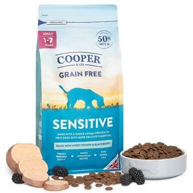 1.5KG Cooper & Co Grain Free Sensitive Duck with Sweet Potato & Blackberry Dog Food - Discounted Stock