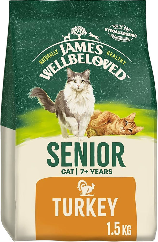 1.5KG James Wellbeloved Senior Turkey Cat Food - Discounted Stock