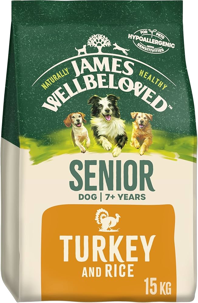 15KG James Wellbeloved Senior Turkey and Rice Dog Food - Discounted Stock
