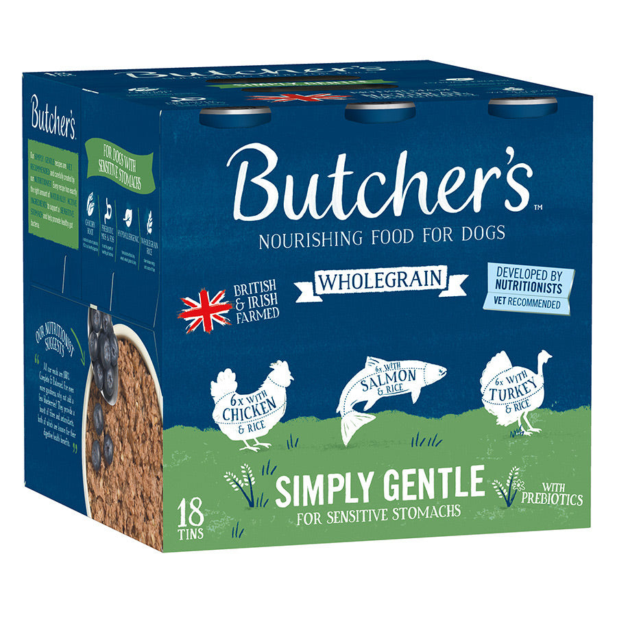 Butchers Wholegrain Simply Gentle Dog Food 18x390g - Discounted Stock