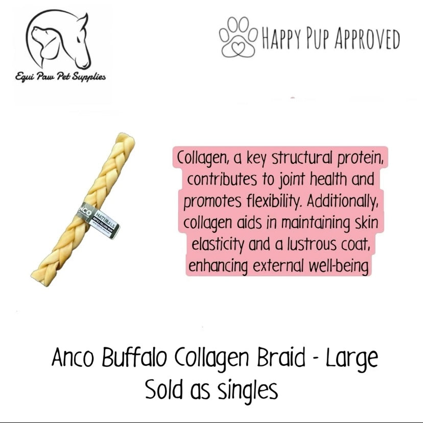 Anco Buffalo Collagen Braids - Large - Dog chew