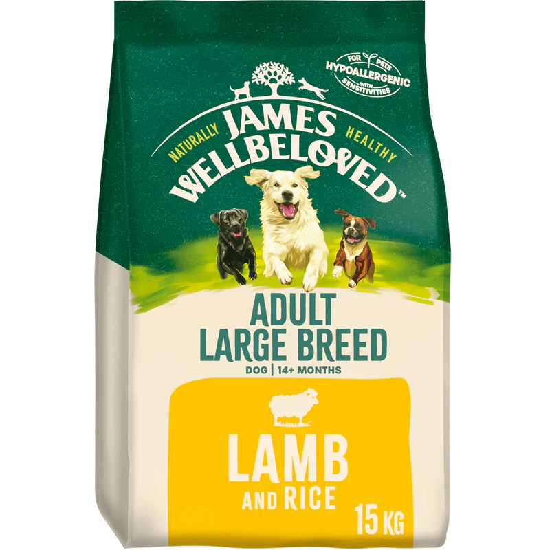 15KG James Wellbeloved Large Breed Lamb and Rice Dog Food - BB APRIL 26