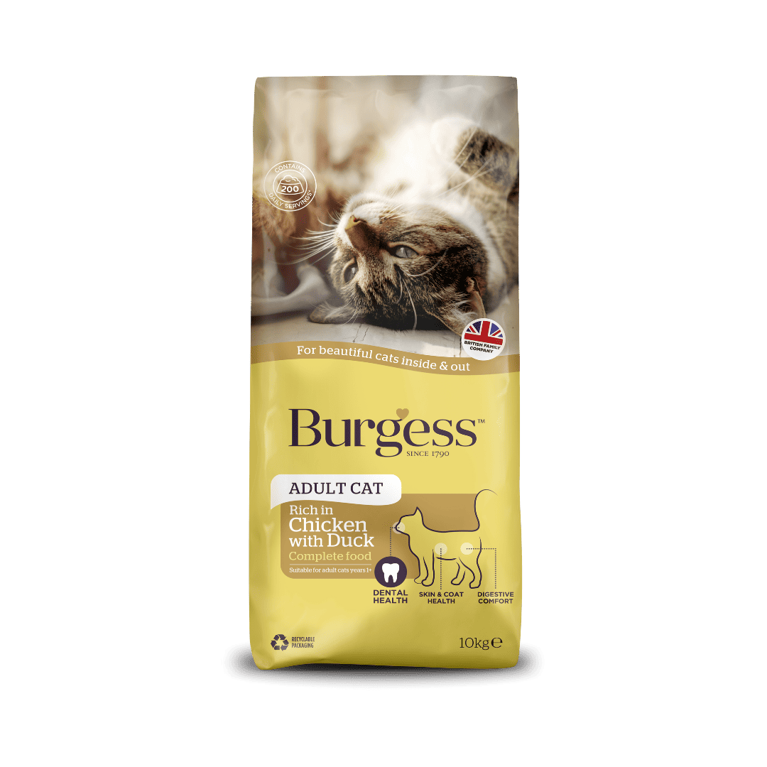 10KG Burgess Chicken Adult Cat Food - Damaged Packaging