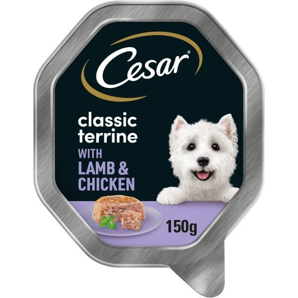 14 x 150g Cesar Classic Terrine Lamb & Chicken Wet Dog Food - Damaged Packaging