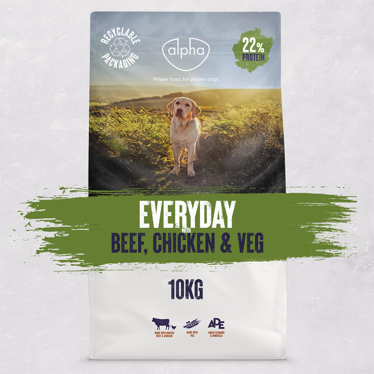 10KG Alpha Everyday Adult Dog Food - Discounted Stock