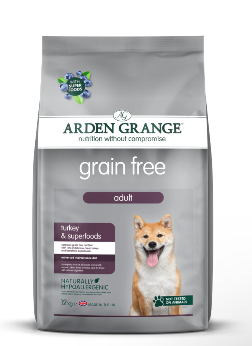 12KG Arden Grange Turkey Superfoods Grain Free Dog Food - Discounted Stock