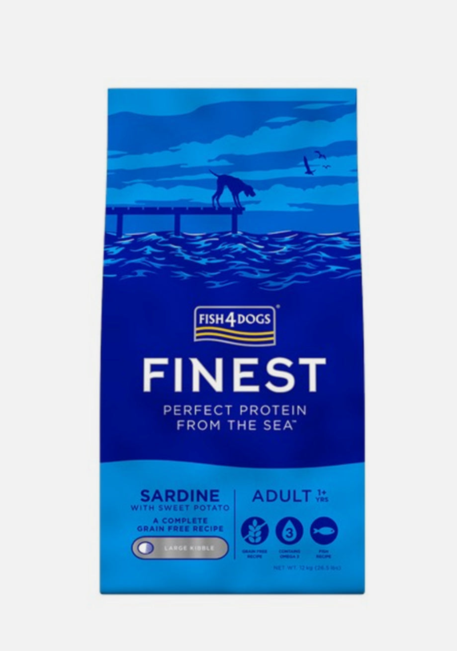 Fish4Dogs Finest Adult Sardine With Sweet Potato (Small Kibble) - damaged packaging
