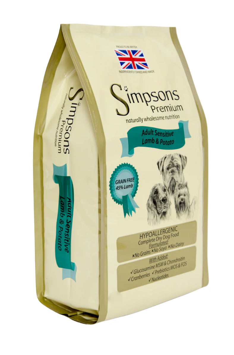12KG Simpsons Adult Lamb & Brown Rice Dog Food - Discounted Stock