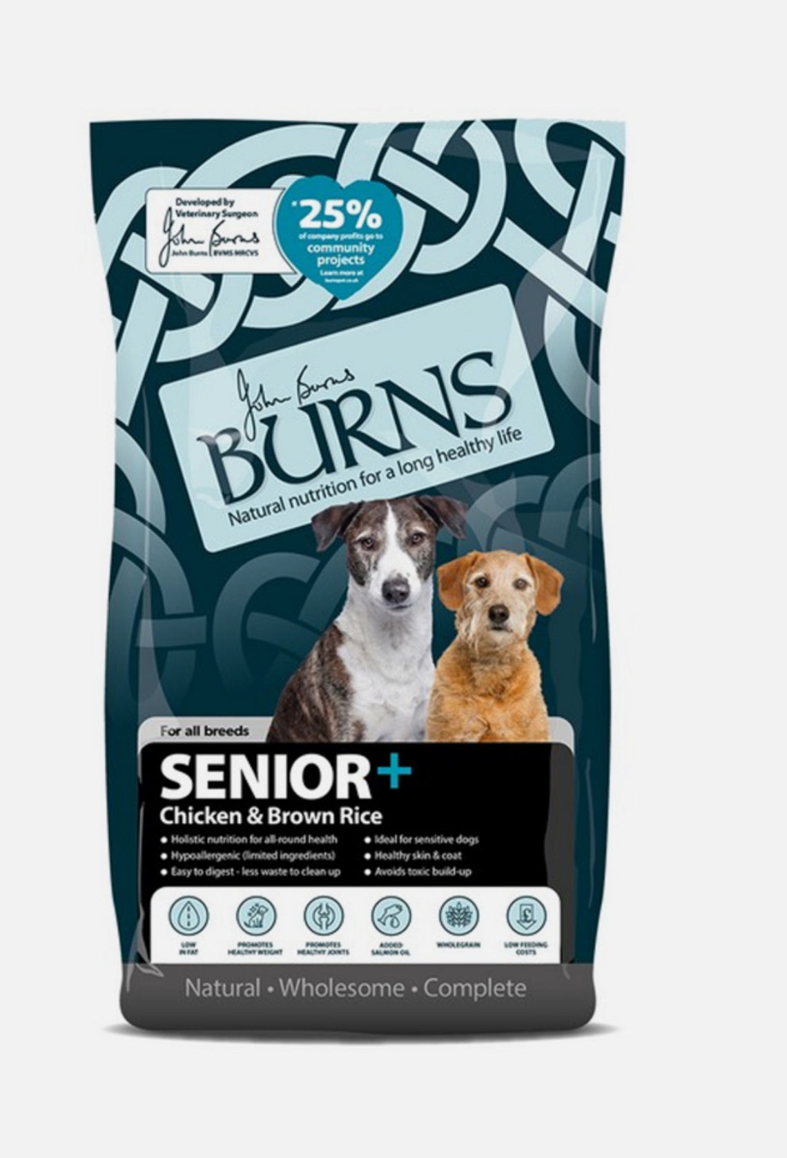 12KG John Burns Senior Chicken & Brown Rice Dog Food - Discounted Stock