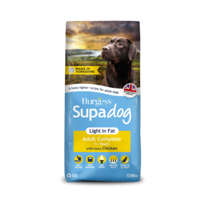 12.5KG Burgess Supadog Light in Fat with Tasty Chicken Dog Food - Discounted Stock