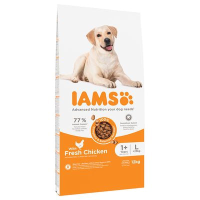 12KG Iams Adult Large Breed Chicken Dog Food - Discounted Stock
