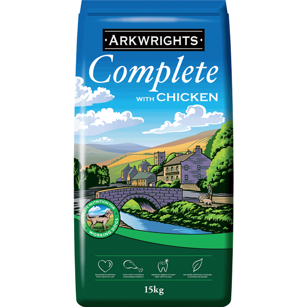 15KG Arkwrights Adult Chicken Dog Food - Discounted Stock