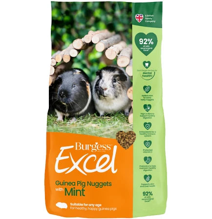 10KG Burgess Excel Guinea Pig Nuggets with Mint - Discounted Stock