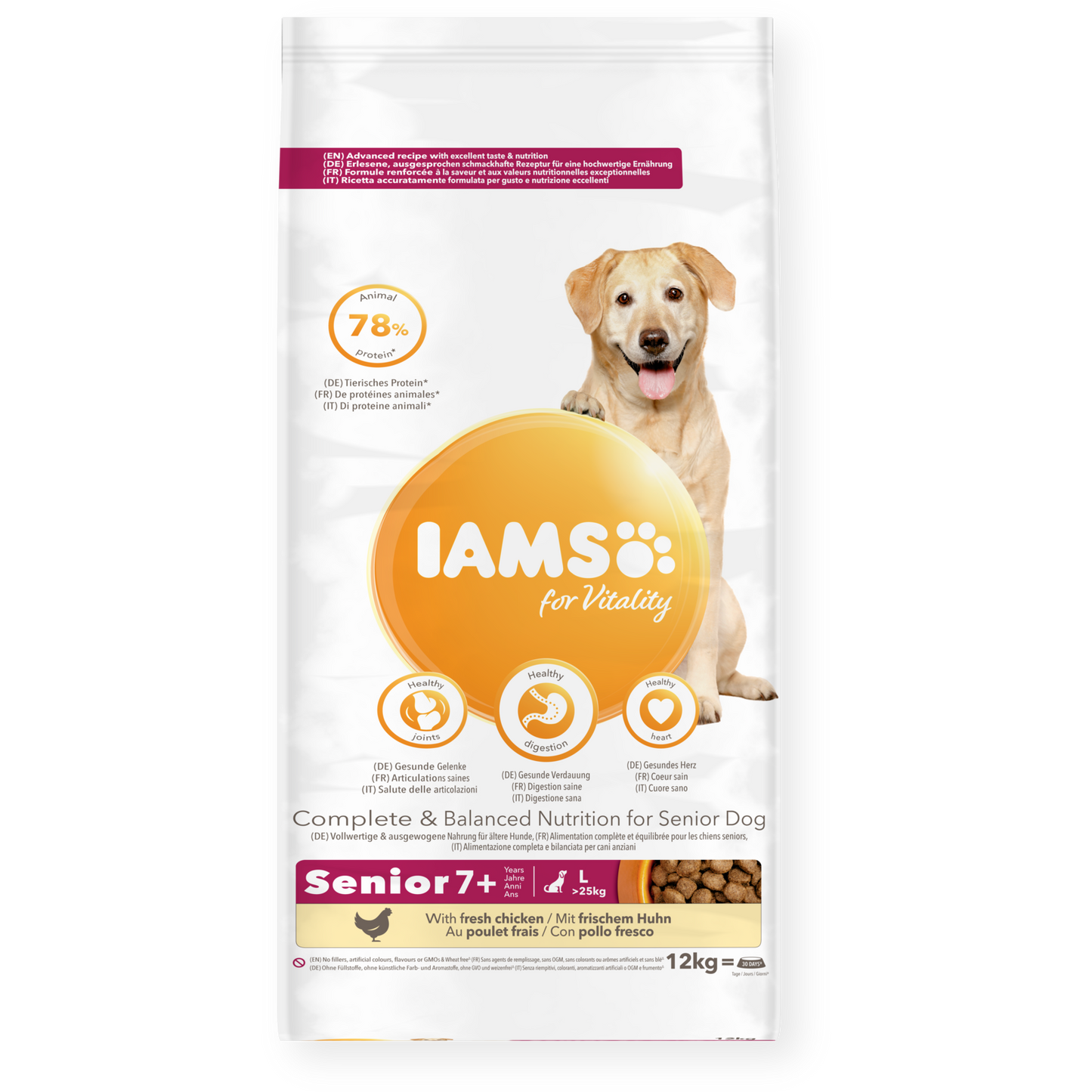 12KG Iams Senior Large Breed Dog Food - Discounted Stock
