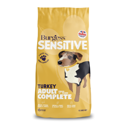 12.5KG Burgess Sensitive Turkey Adult Dog Food - Discounted Stock