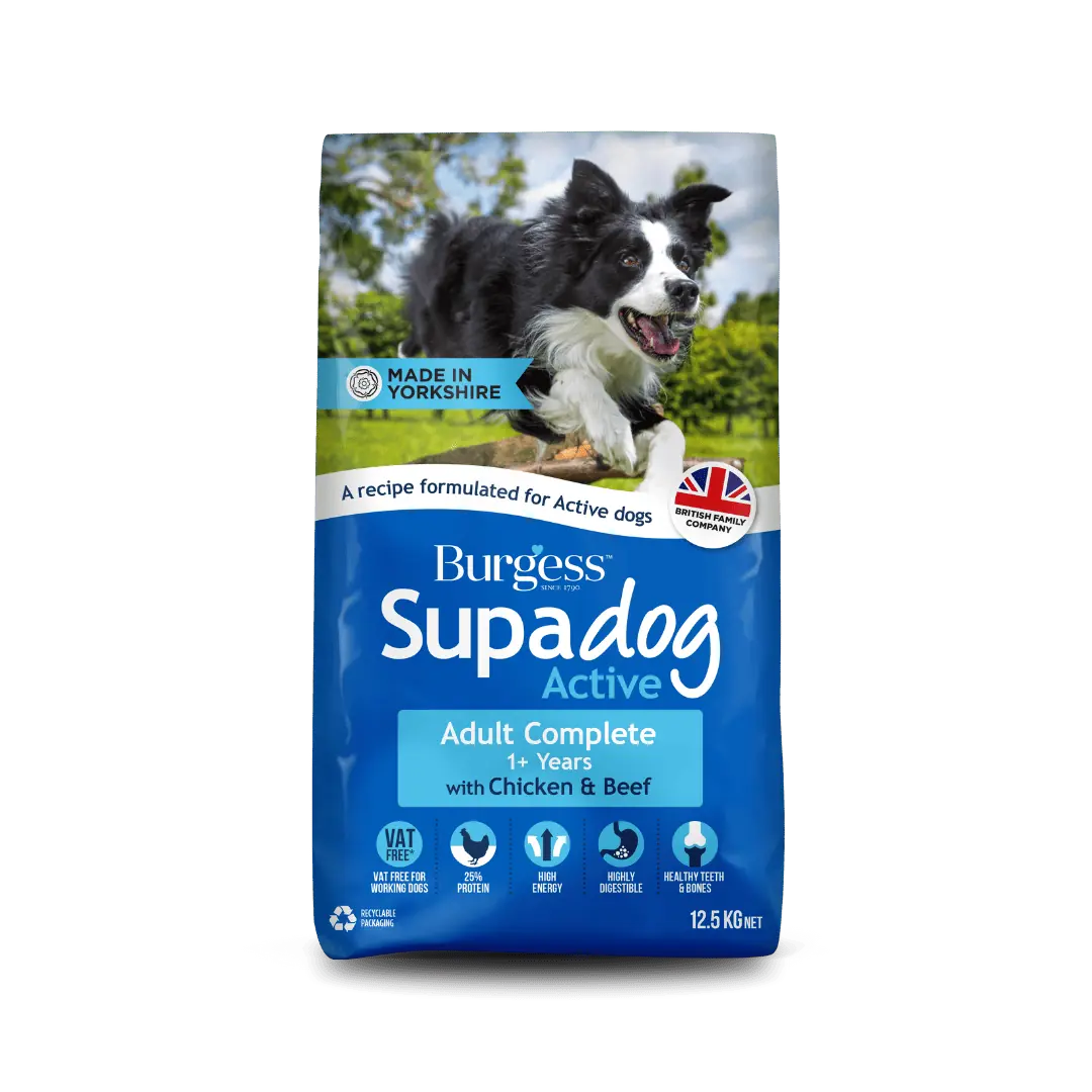 12.5KG Burgess Supadog Active Dog Food - Discounted Stock