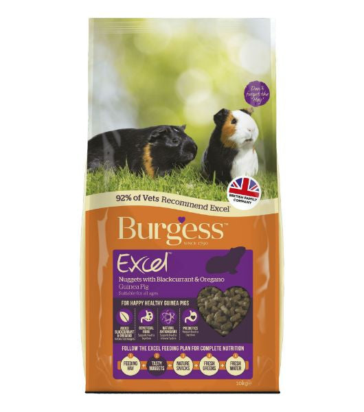 10KG Burgess Excel Guinea Pig Nuggets with Blackcurrant & Oregano - Discounted Stock