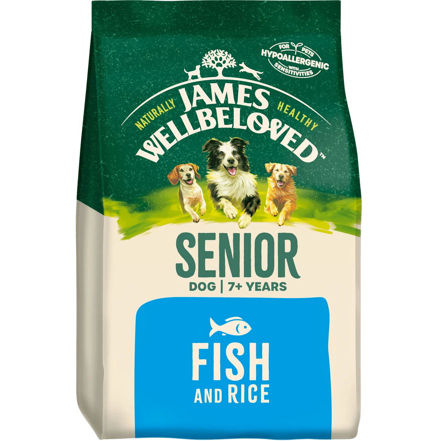 15kg James Wellbeloved Senior Fish & Rice Dog Food - Discounted Stock