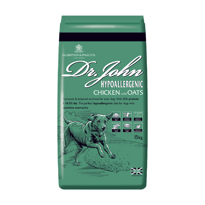 12.5KG Dr John Hypoallergenic Chicken & Oats Dog Food - Discounted Stock