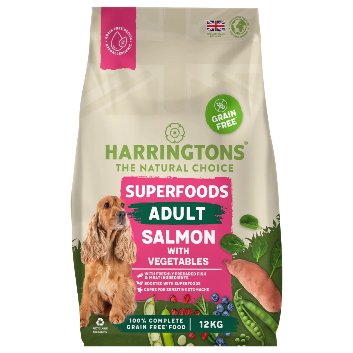 12KG Harringtons Superfoods Salmon & Veg Dog Food - Discounted Stock