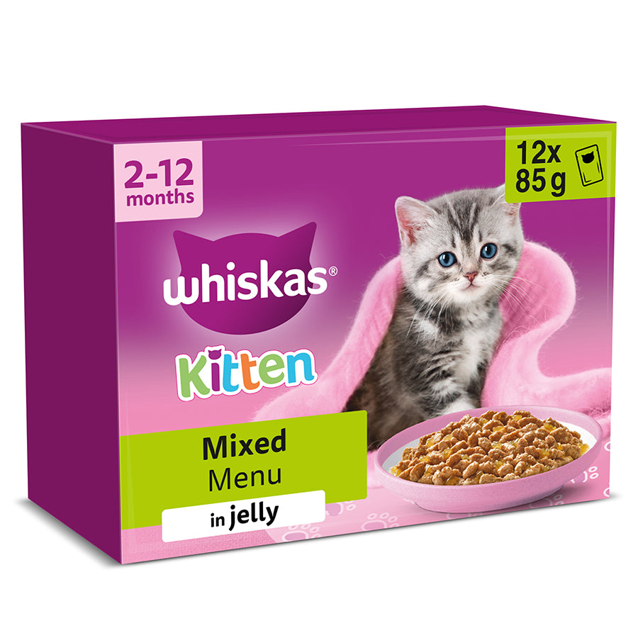 Whiskas Kitten Mixed Menu in Jelly 12x85g Cat Food - Damaged Packaging