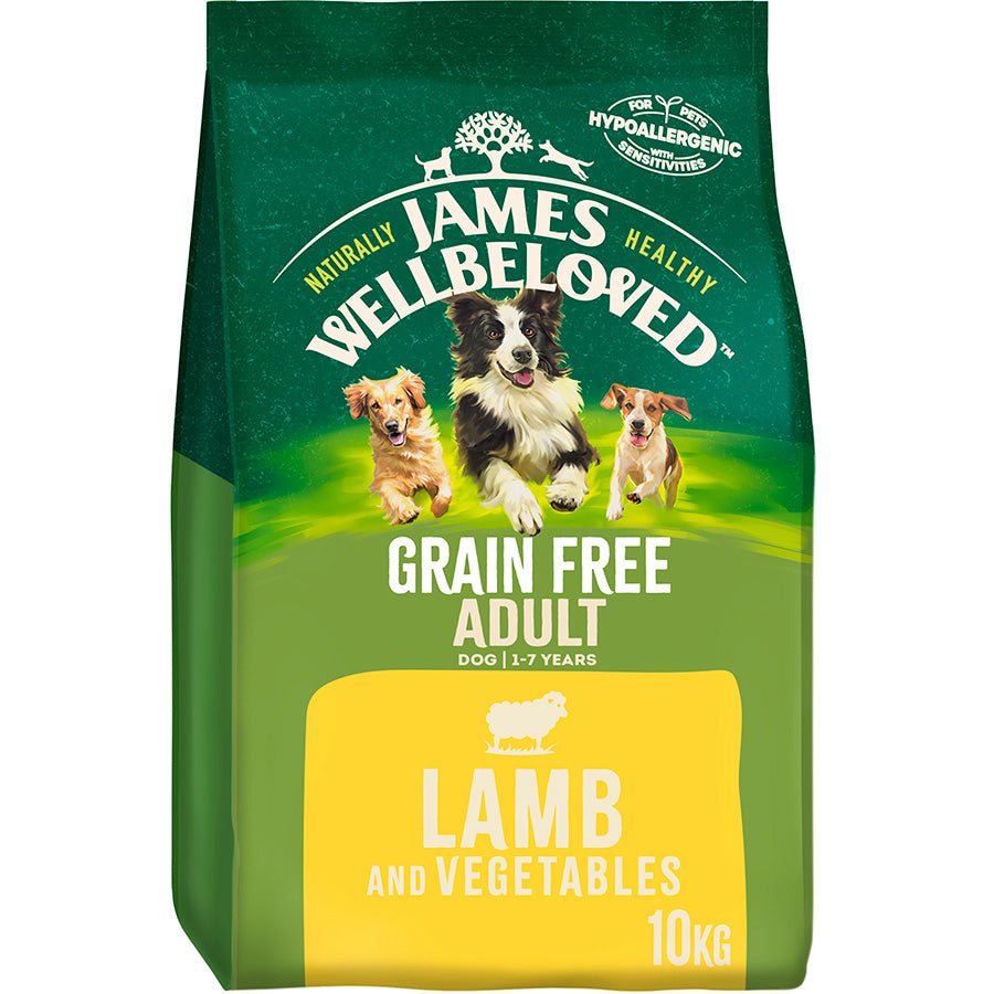 10KG James Wellbeloved Adult Grain Free Lamb & Veg Dog Food - Discounted Stock