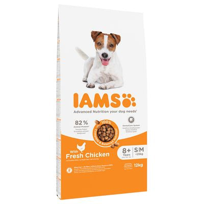 12KG Iams Senior S/M Breed Advanced Nutrition Chicken Dog Food - Discounted Stock