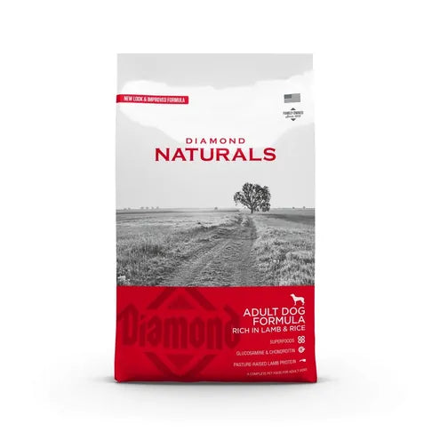2KG Diamond Naturals Adult Lamb & Rice Dog Food - Damaged Packaging