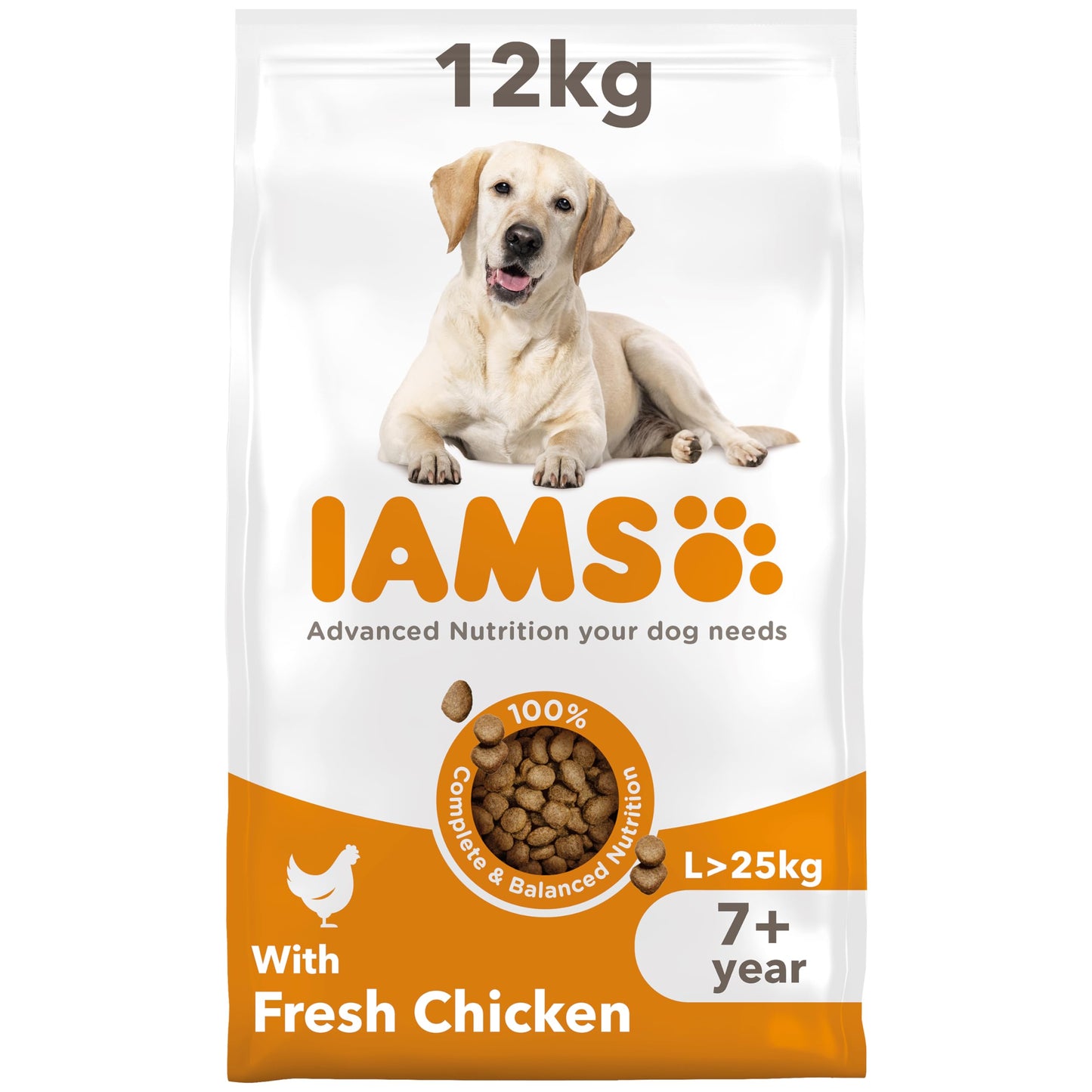 12KG Iams Large Breed 7+ Chicken Dog Food - Discounted Stock