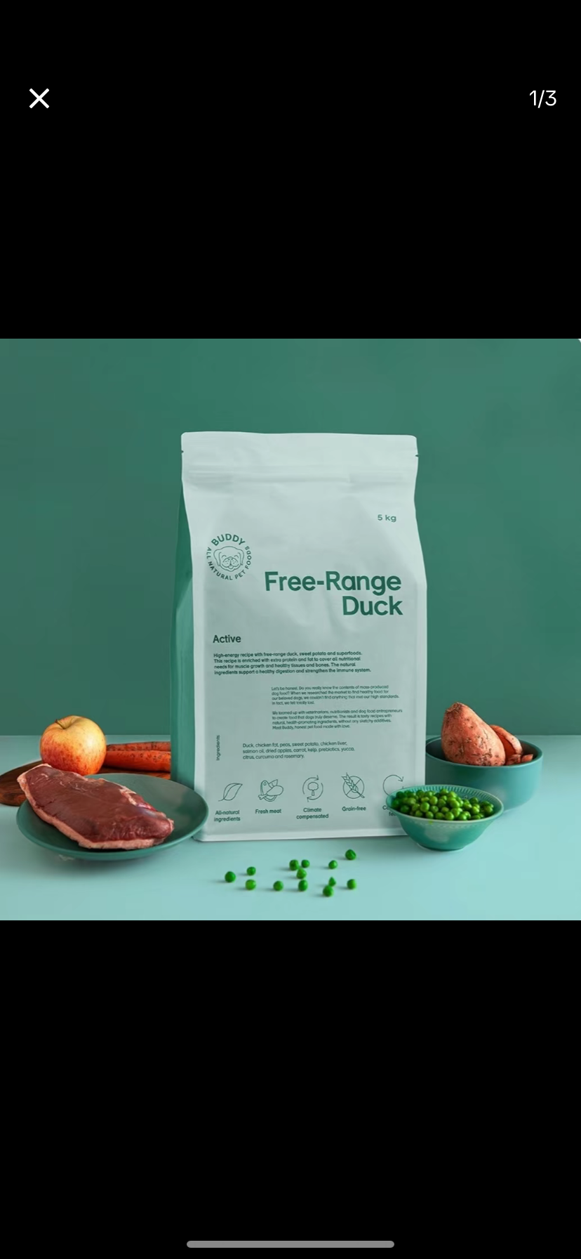 RRP £49.99 5kg Buddy Free Range Duck Active dog food Dated Oct 2024