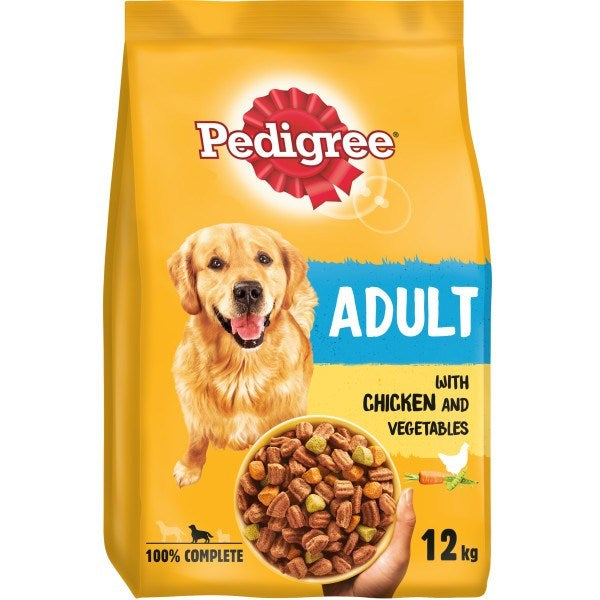 12KG Pedigree Adult Chicken & Vegetables Dog Food - Discounted Stock