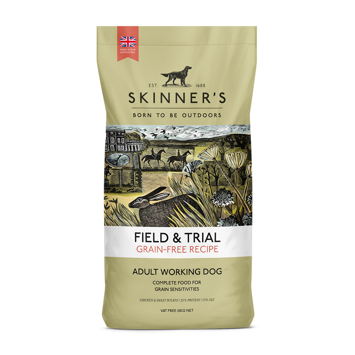 15KG Skinners Field & Trial Grain Free Chicken & Sweet Potato Dog Food - Discounted Stock