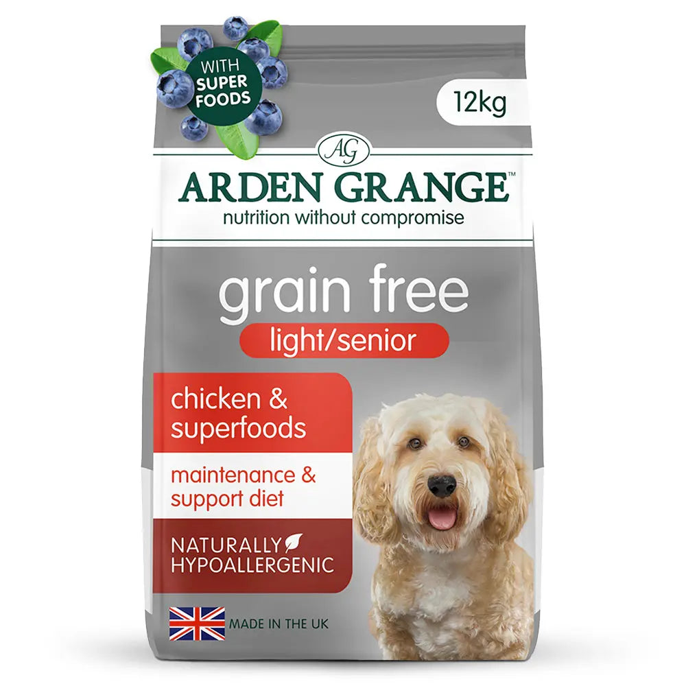 12KG Arden Grange Grain Free Light/Senior Chicken & Superfoods Dog Food - Discounted Stock
