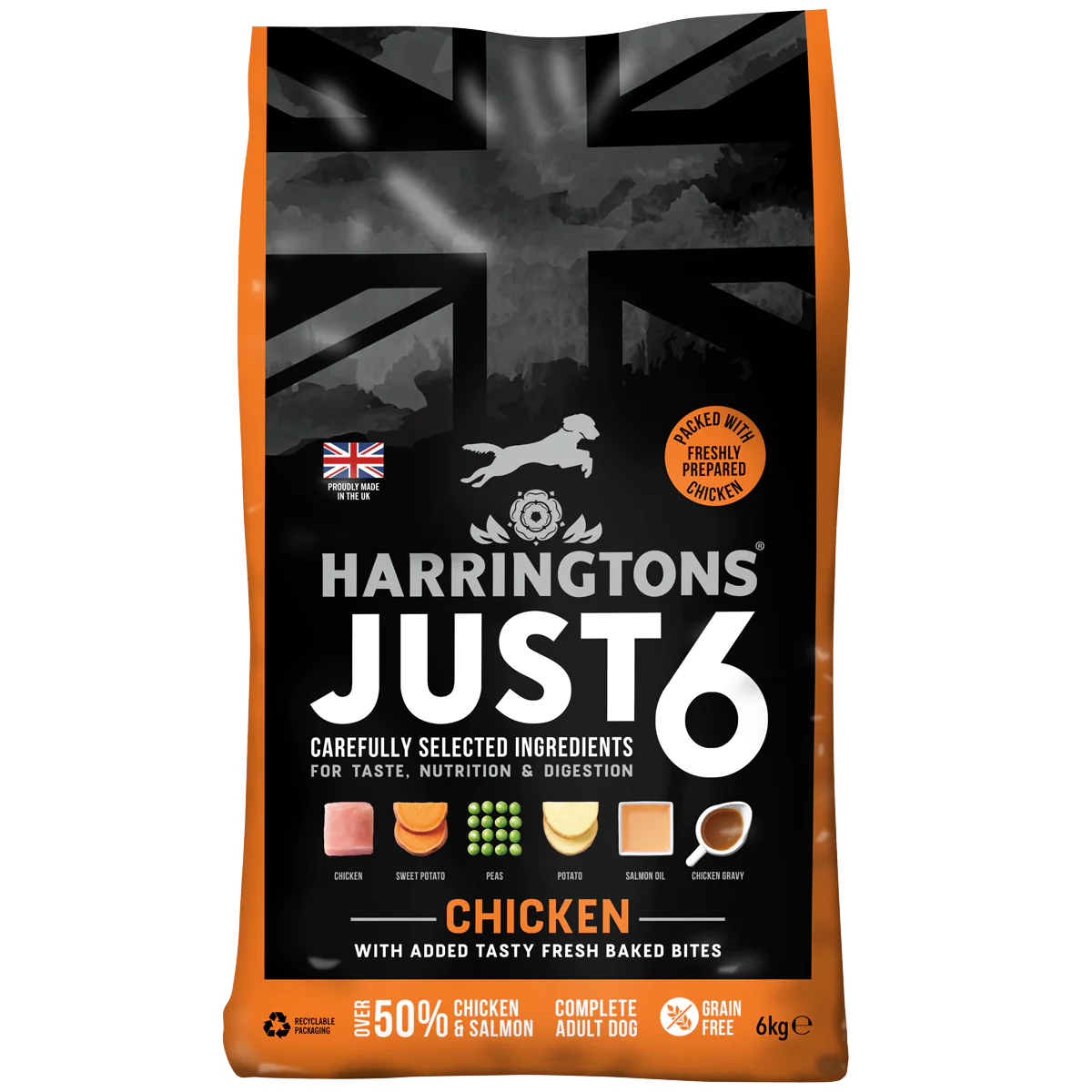6KG Harringtons Just 6 Complete Grain Free Dry Dog Food - Discounted Stock