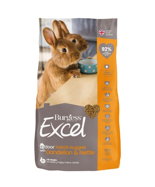 10KG Burgess Excel Indoor Rabbit Nuggets with Dandelion & Nettle - Discounted Stock