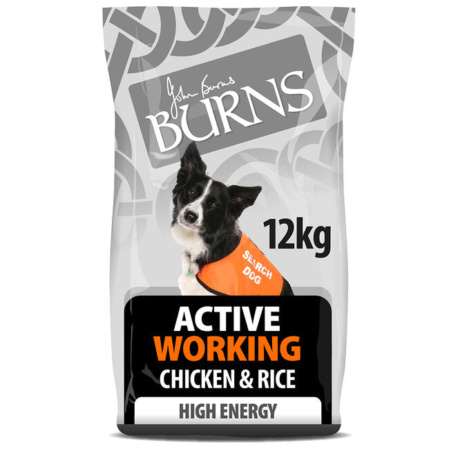 12KG Burns Active Working Chicken & Rice Dog Food - Discounted Stock