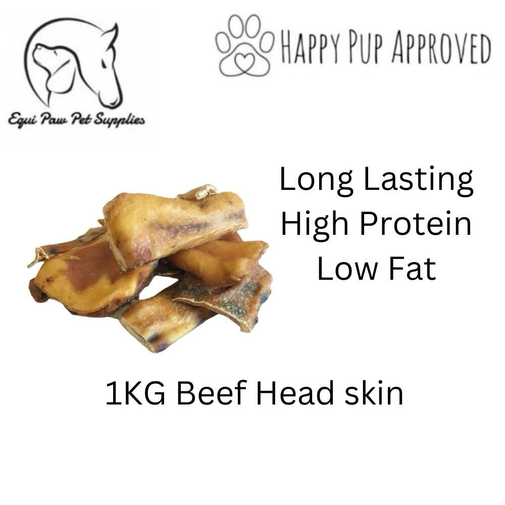 1KG Beef Head Skin - Long lasting, High Protein, Low fat Natural Dog Treat