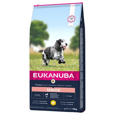 12kg Eukanuba Senior medium breed Chicken Dog Food - Discounted Stock