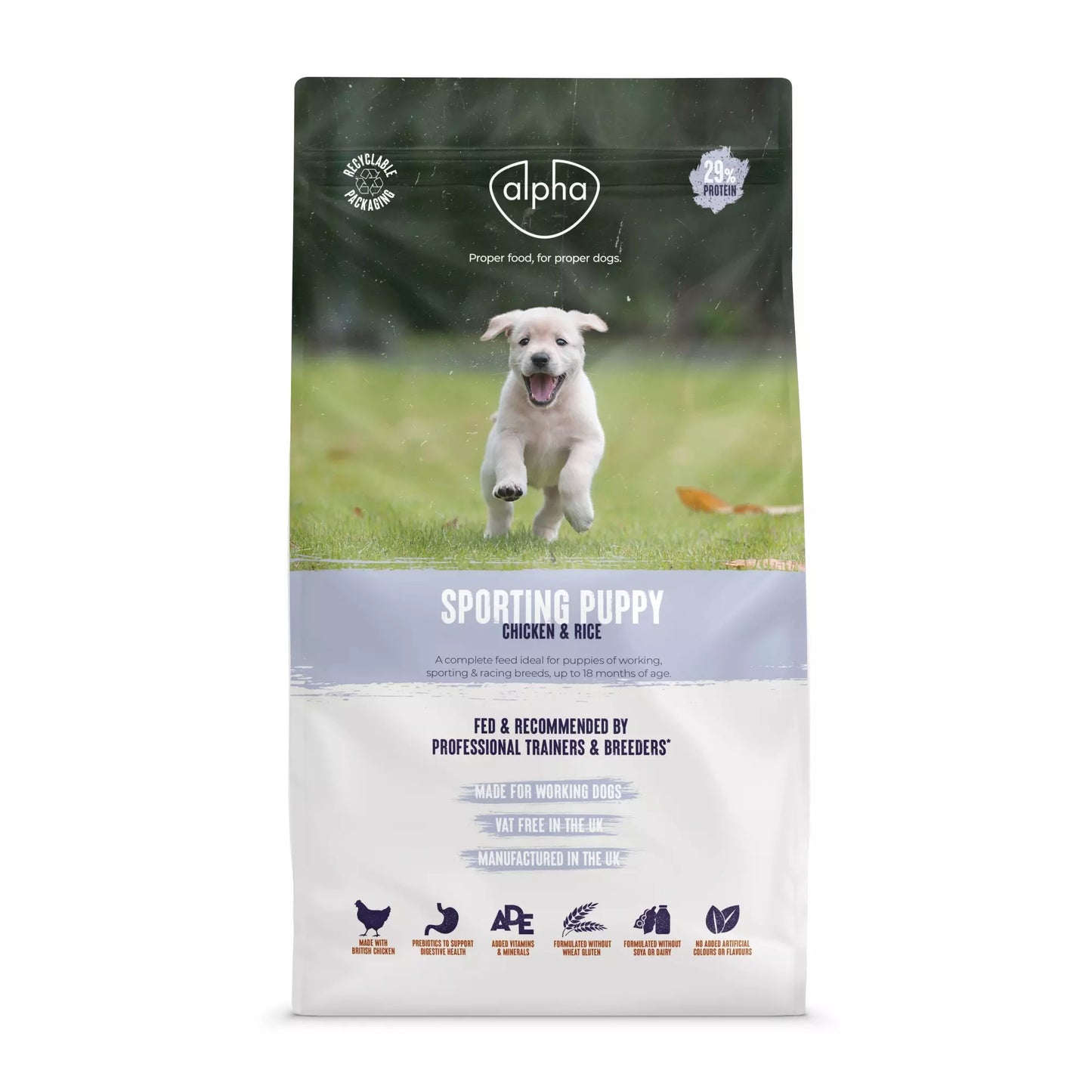 15KG Alpha Sporting Puppy Chicken & Rice - BB MAY 26