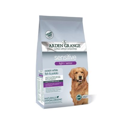 12KG Arden Grange Sensitive Light/Senior Ocean White Fish & Potato Grain Free Dog Food - Discounted Stock