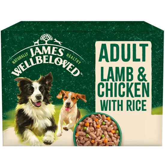 12x90g James Wellbeloved Lamb & Chicken Wet Dog Food - Damaged Packaging