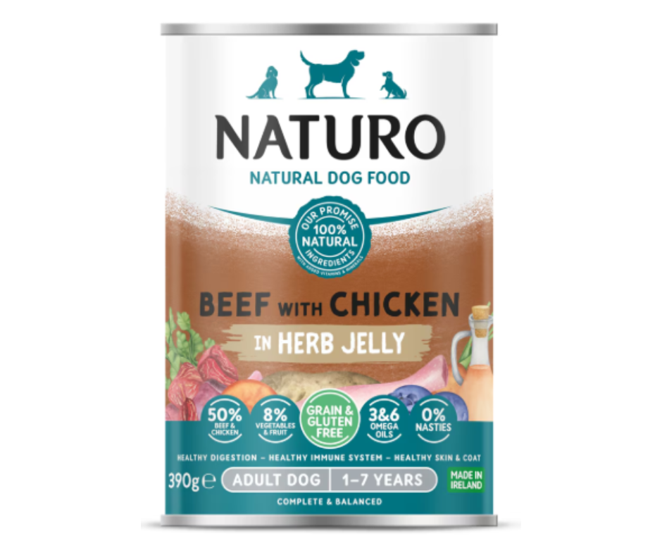 Naturo Adult Beef with Chicken in Jelly Grain Free 11 x 390g - Discounted stock