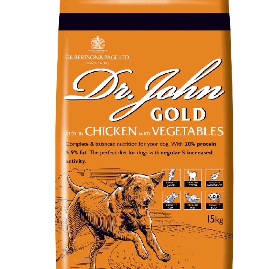 15KG Dr John Gold Chicken with Veg Dog Food - Discounted Stock