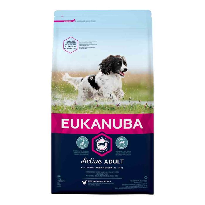 2KG Eukanuba Adult Medium Breed Chicken Dog Food - BB NOV 26