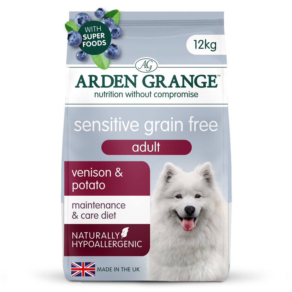 12KG Arden Grange Adult Sensitive Venison & Potato Dog Food - Damaged Packaging