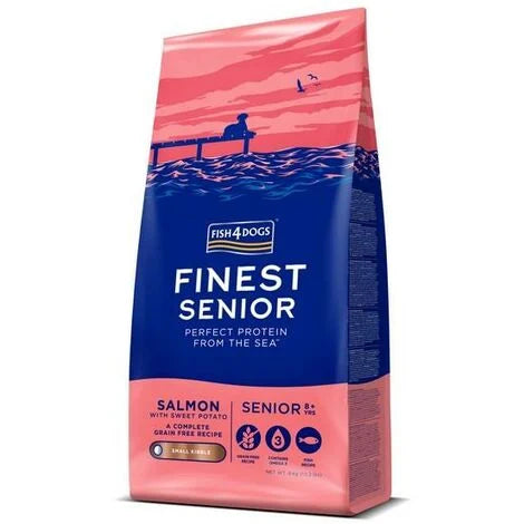 6KG Fish4dogs Finest Senior Salmon with Sweet Potato Dog small kibble Food - Discounted Stock