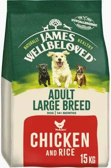15KG James Wellbeloved Adult Large Breed Chicken & Rice Dog Food - Discounted Stock