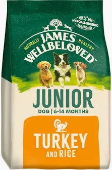15kg James Wellbeloved Junior - Lamb & Rice / Turkey & Rice - Discounted Stock